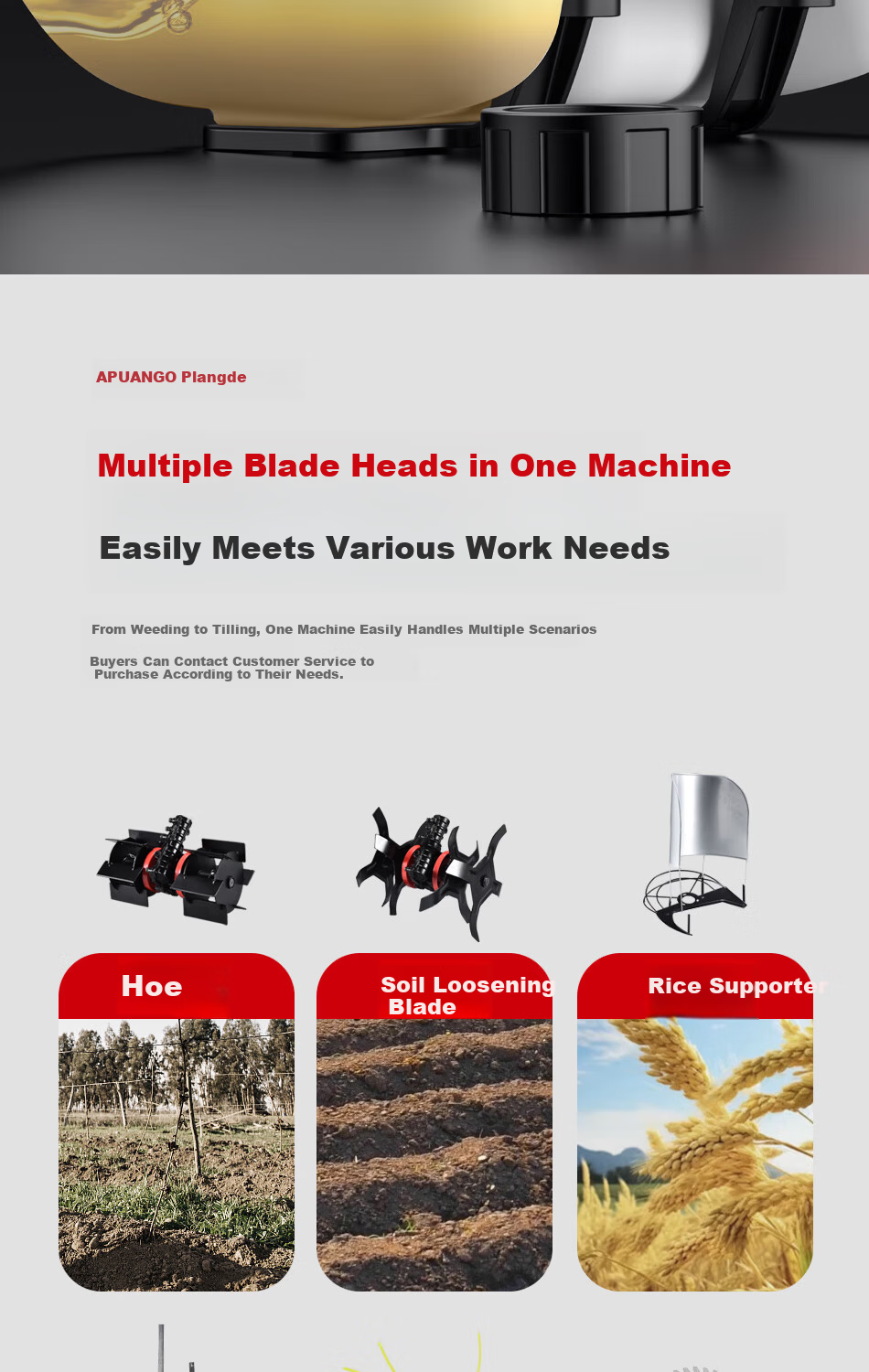 PUANGD Gasoline High-Power Side-Mounted Brush Cutter Multifunctional Weeding and Tilling Machine Agricultural Grass Trimmer 13