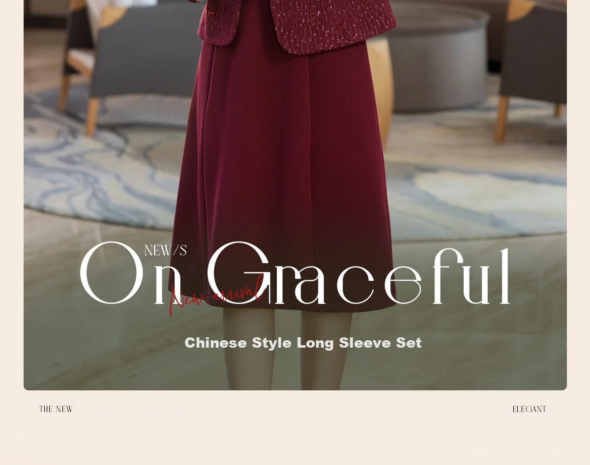 Yuzhaolin Middle-aged and Elderly Women's New Year Red Mom Dress Set Elegant Lady Formal Outfit Y51K109 2