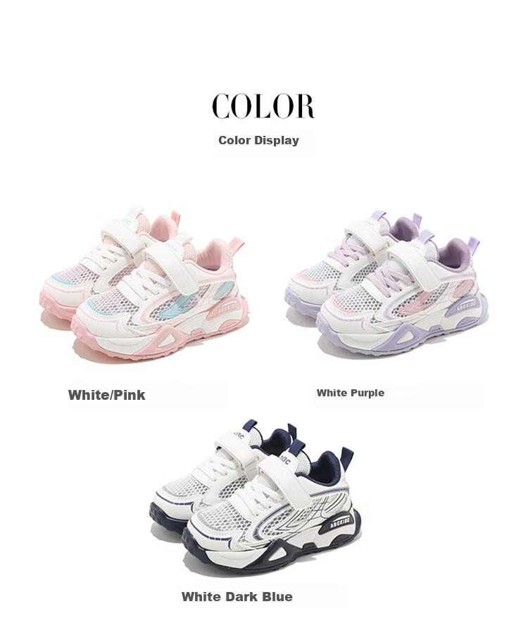 ABC KIDS Kids Lightweight Soft Sole Sports Shoes 2026 Summer New Breathable Mesh Shoes White Purple Size 33 3