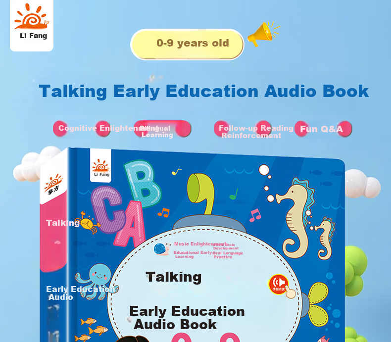 Lifang Talking Early Education Audio Book 0-9 Years Old Baby Reading Pen Sound Book Children's Birthday Gift for Boys and Girls 1