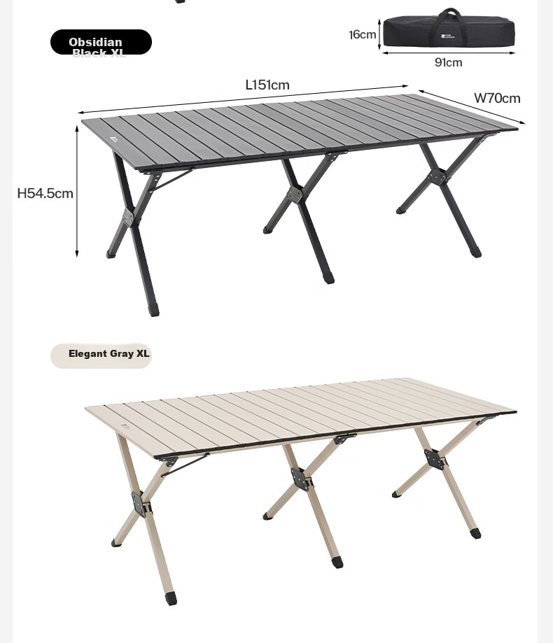 MOBIGARDEN Mountain Stream Carbon Steel Roll-up Table Outdoor Camping Picnic Lightweight Folding Roll-up Table NX25665044 Obsidian Black 10