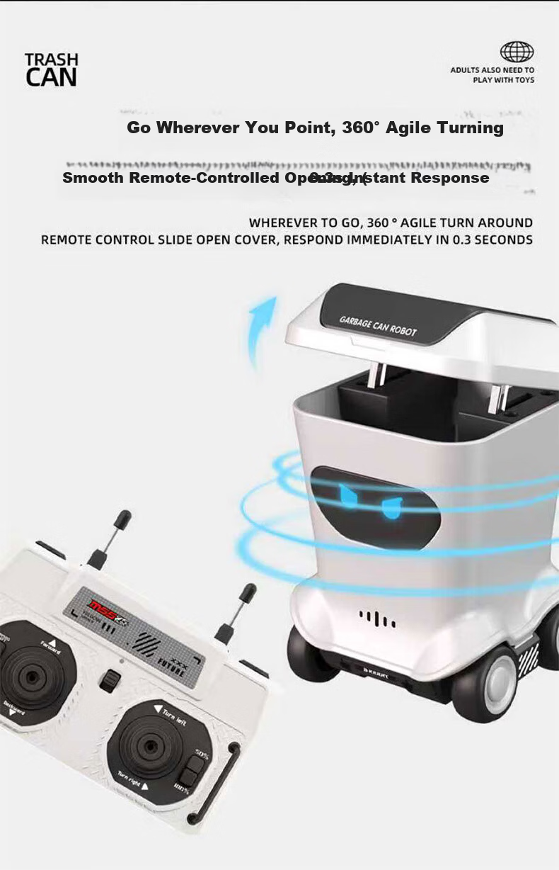 Wen Nan Feng Full-Scale Mini Remote Control Trash Can Small Electric Creative Trendy Toy Children's Toy Boy Birthday Gift for Boys 5