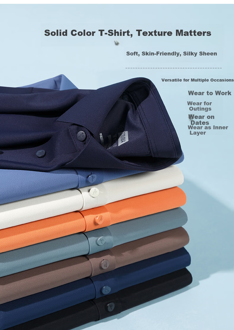 ROMON 7A Antibacterial Short Sleeve Polo Shirt Men Summer Cool Touch Sun Protection Business Shirt 5