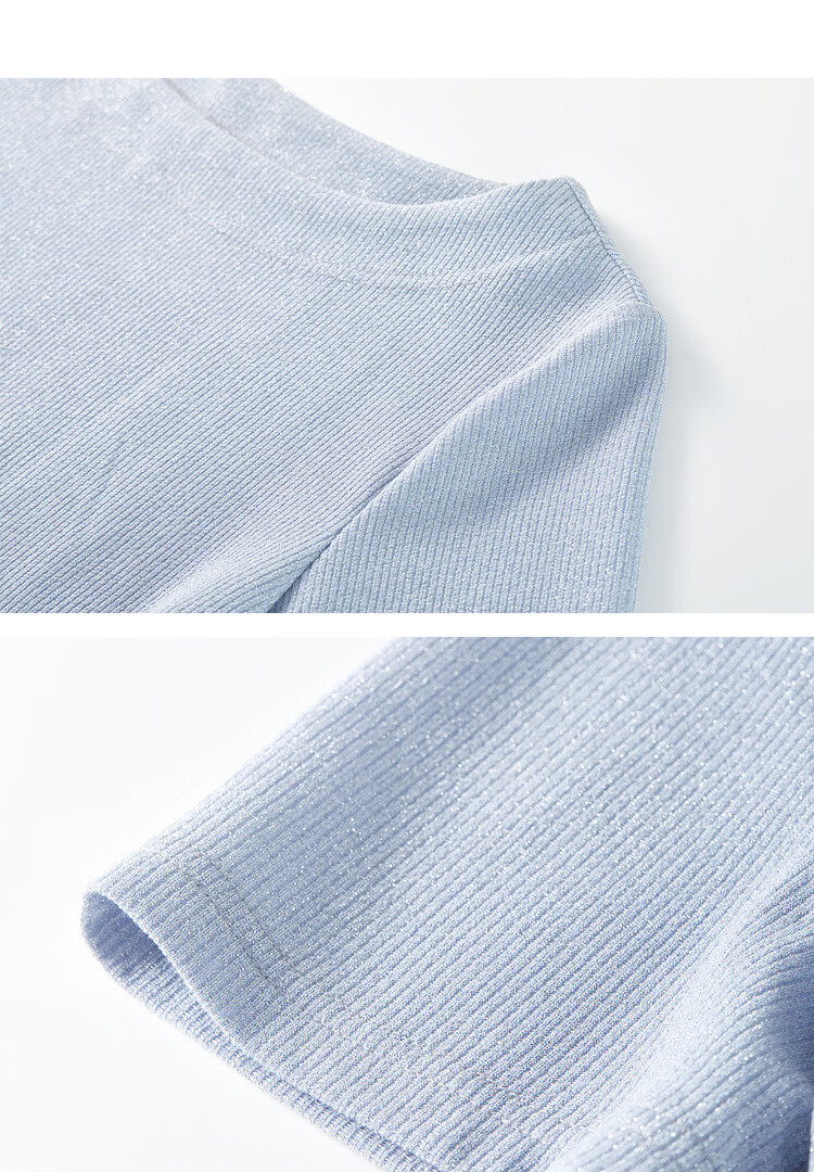 Shangdu Bila Off-Shoulder Boat Neck Double Needle Stitching T-Shirt for Women Summer Elegant Commuter Stretch Ribbed Knit Top 21