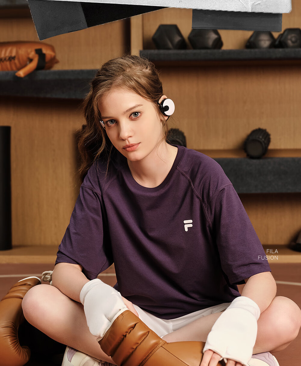FILA Official Trendy Couple Knitted Dopamine Short Sleeve T-Shirt 26 Summer Quick-Dry Sports Tee 15