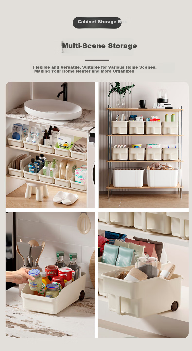 40,000 KM Cabinet Storage Box with Wheels, Multipurpose Desktop Kitchen Organizer, Pot Lid Storage Rack, Cabinet Storage Box, 2 Pieces 8