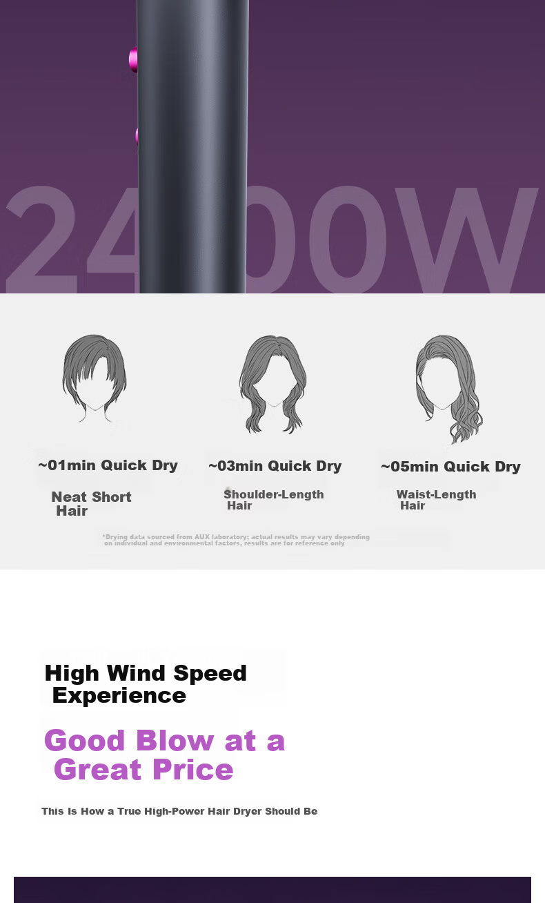AUX High-Power 2400W Hair Dryer with Negative Ion Technology, High-Speed Strong Wind, Home Use Electric Hair Blower for Men and Women, Gift for Girlfriend 8