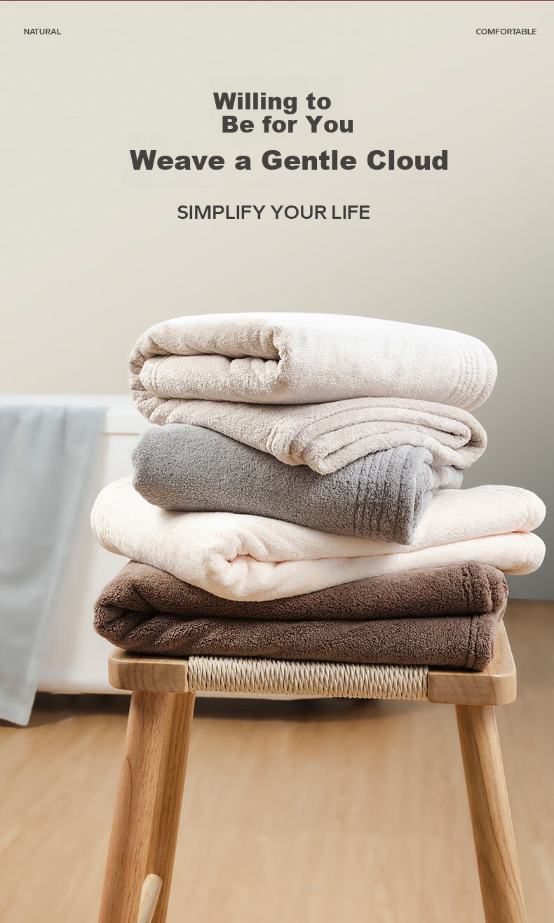 MUJI Bath Towel A-Class Skin-Friendly Soft Absorbent Quick-Dry Thickened Lint-Resistant Unisex Large Bath Towel Gray 430g 1