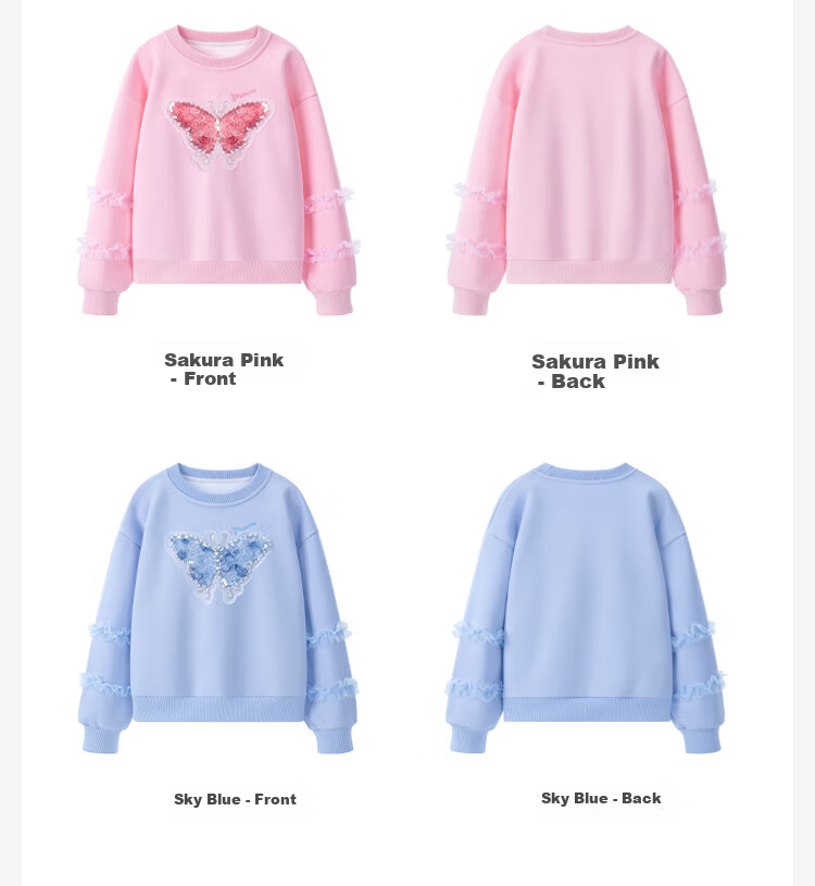 Disney Girls' Sweatshirt Spring Stylish Bowknot Pullover Kids Casual Top Spring Autumn PL160034 Blue Size 130 6