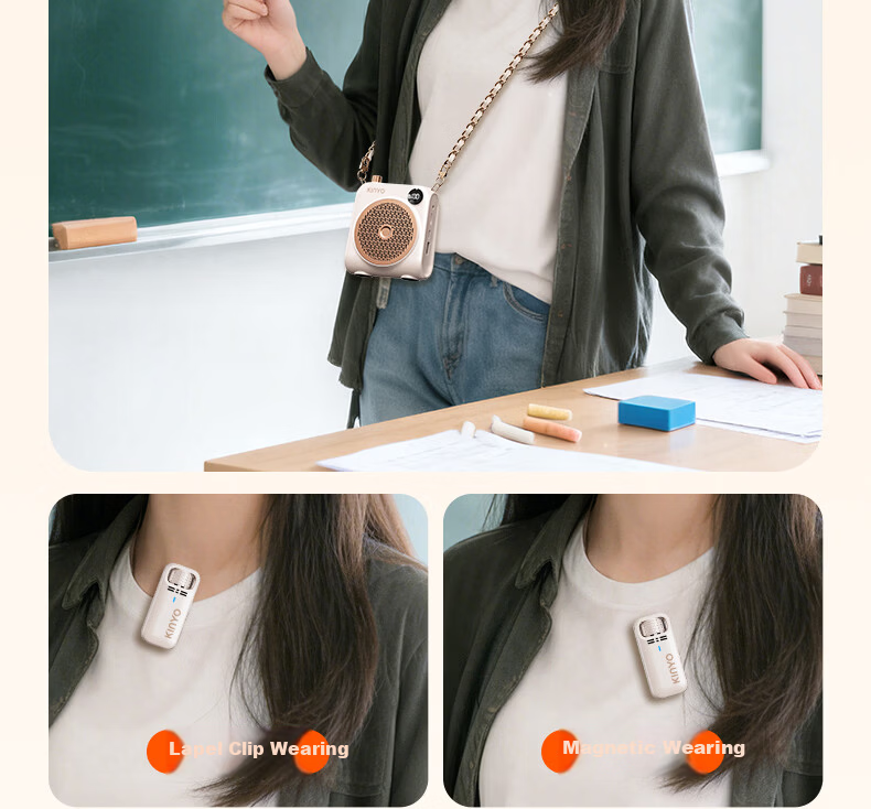 KINYO Loud Mini Speaker Wireless Clip-on Microphone Teacher Amplifier M15 25