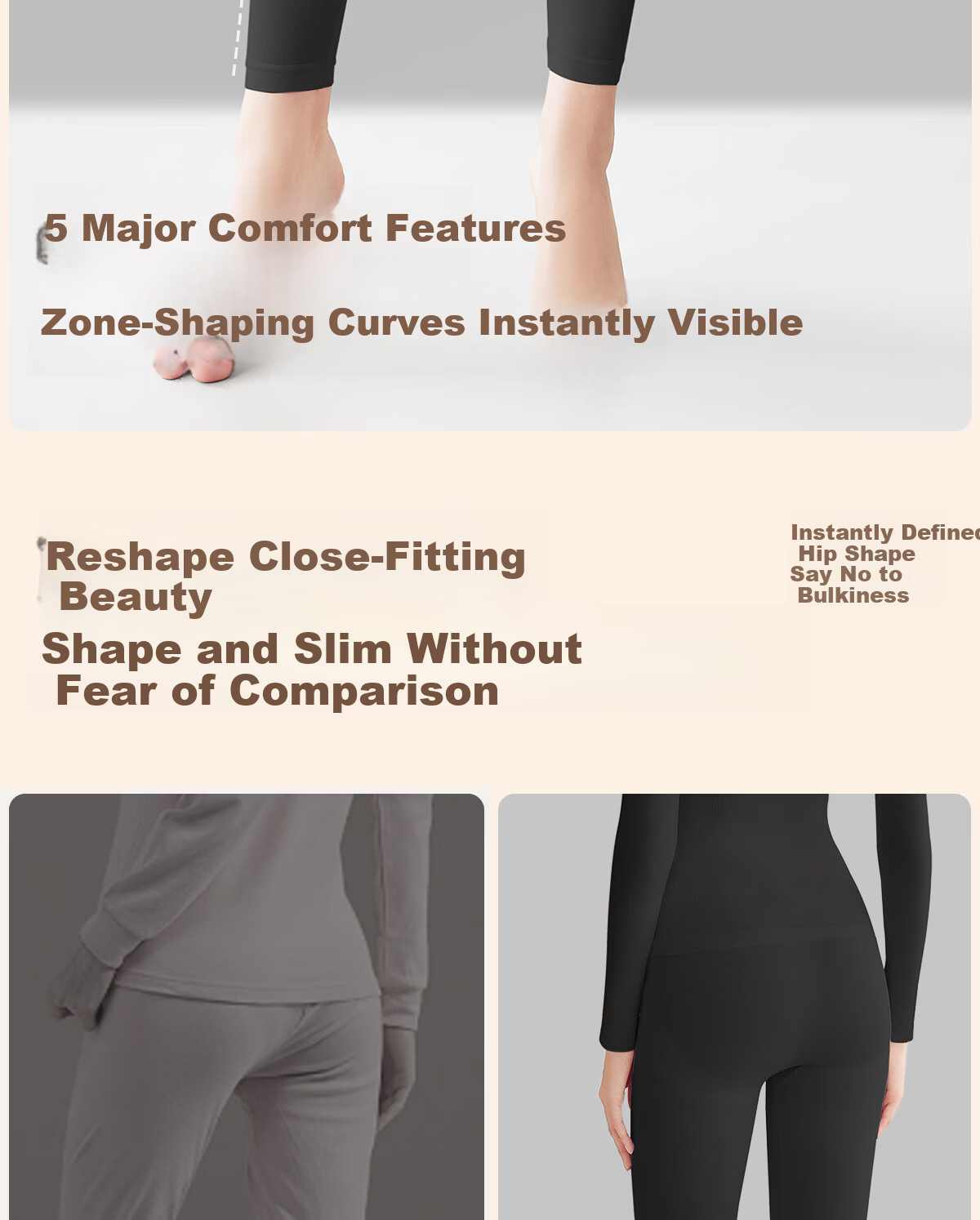 GRACEWELL 26th Anniversary New High-Waist Tummy Control Leggings for Women, Autumn and Spring Inner Pants, Slim Fit, Black, Size L 6