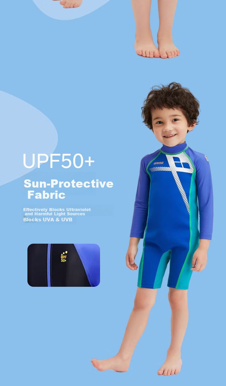 Arena Kids Unisex One-Piece Sun Protection Quick-Dry Long Sleeve Soft Durable Surfing Swimsuit 2