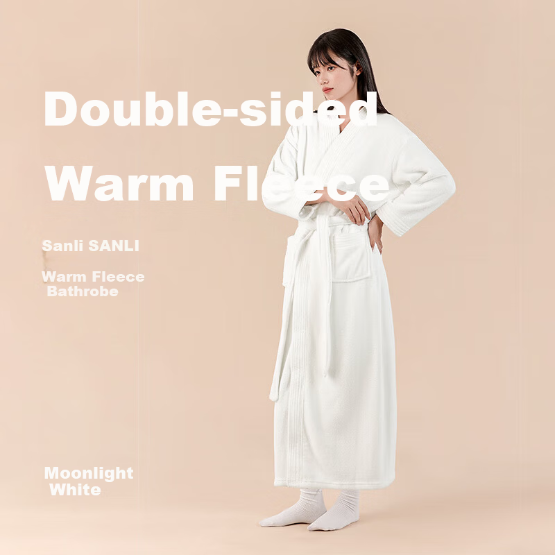 Sanli New Autumn Winter Home Bathrobe Women Milk Velvet Men Couple Pajama Set Extended Thickened Robe 185cm
