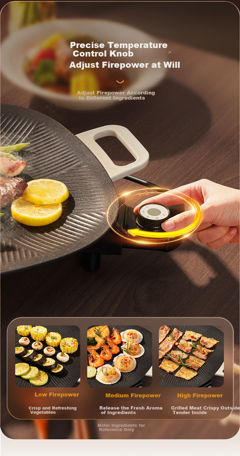 SUPOR Electric Grill Pan, Home Electric Barbecue Grill, Multi-Functional Pot for Grilling Skewers And Meat, Non-Stick Grill Machine with Detachable Design for 3-5 People, GJ3723P805 8