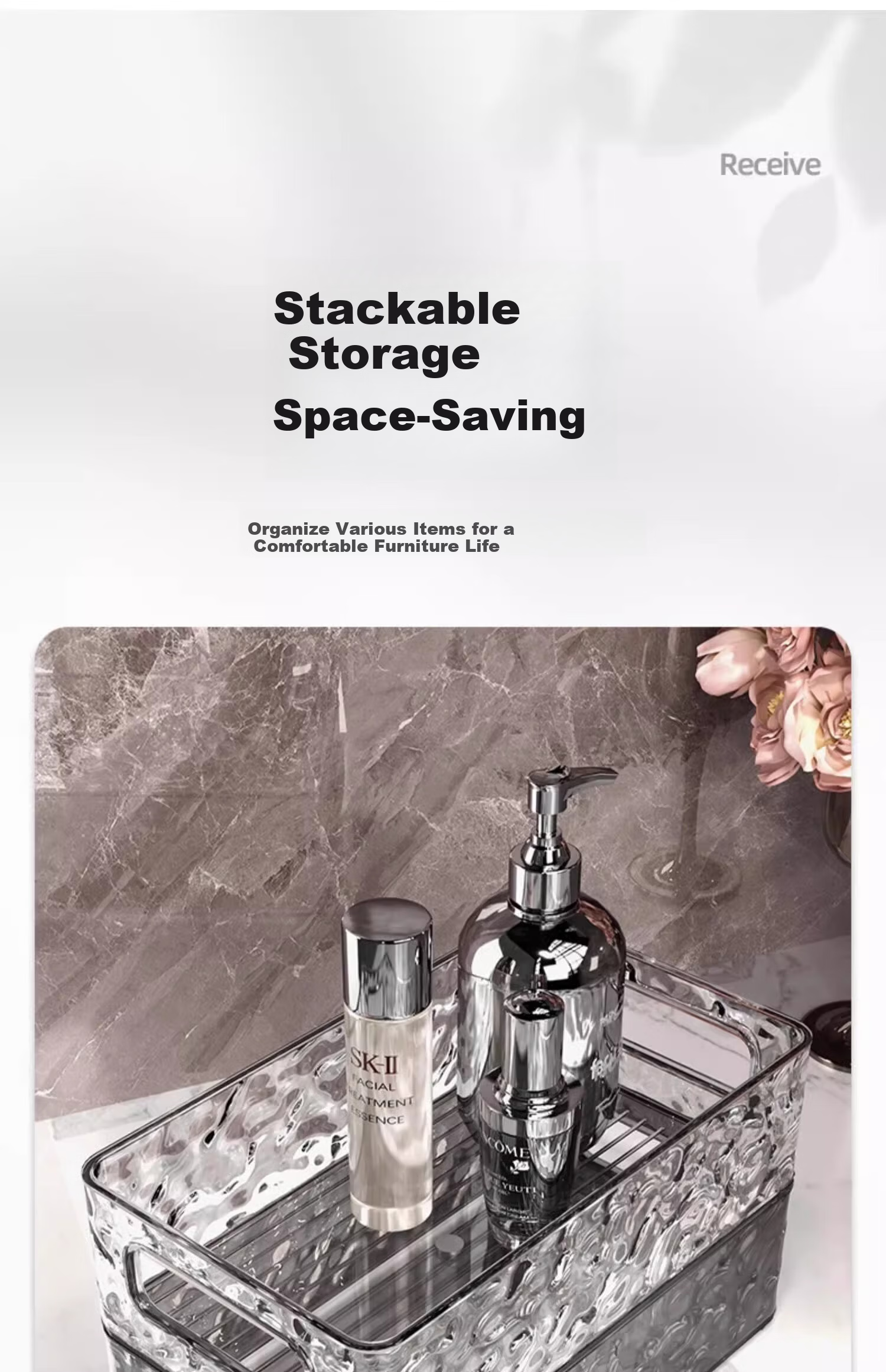 Jiadou Acrylic Transparent Cosmetic Storage Box Bathroom Skincare Organizer Rack 4