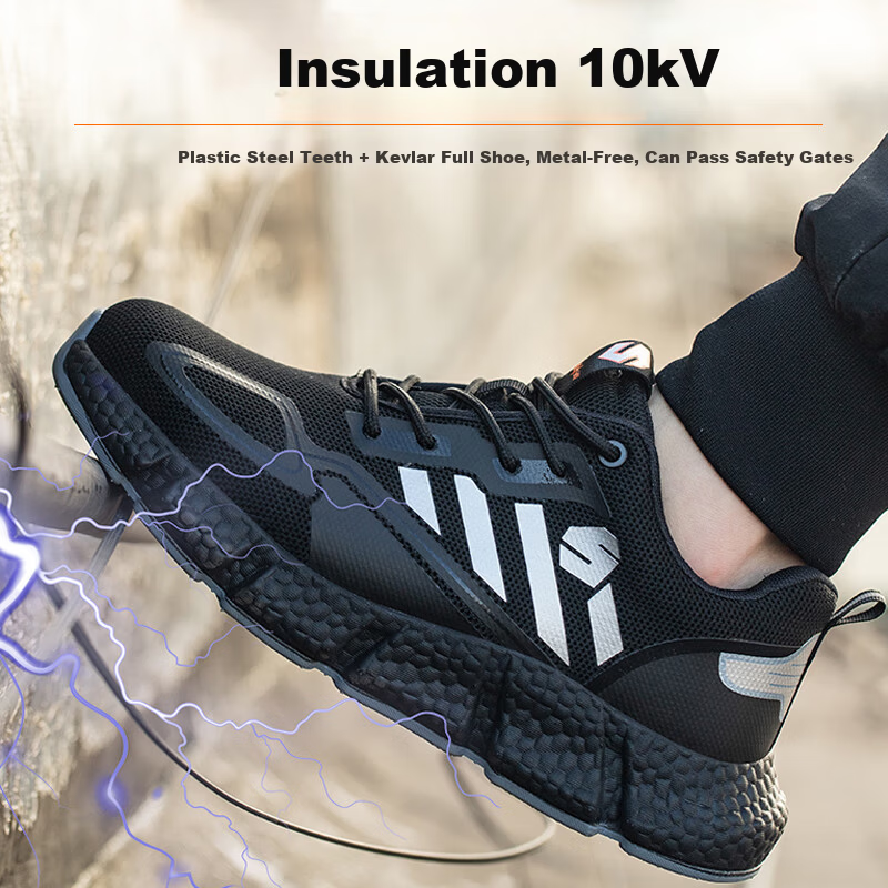 Xingbao Labor Protection Shoes Model 008 Insulated Electrician Shoes 10KV High Voltage Resistant Anti-Smash Anti-Puncture Safety Shoes Wear-Resistant Non-Slip Breathable Worksite Shoes Size 41