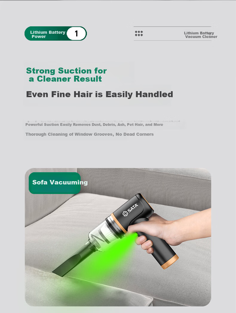 SATA Car Vacuum Cleaner Lithium Battery Handheld Mini Car Use High Suction Wireless Portable Vacuum Cleaner D05135 10