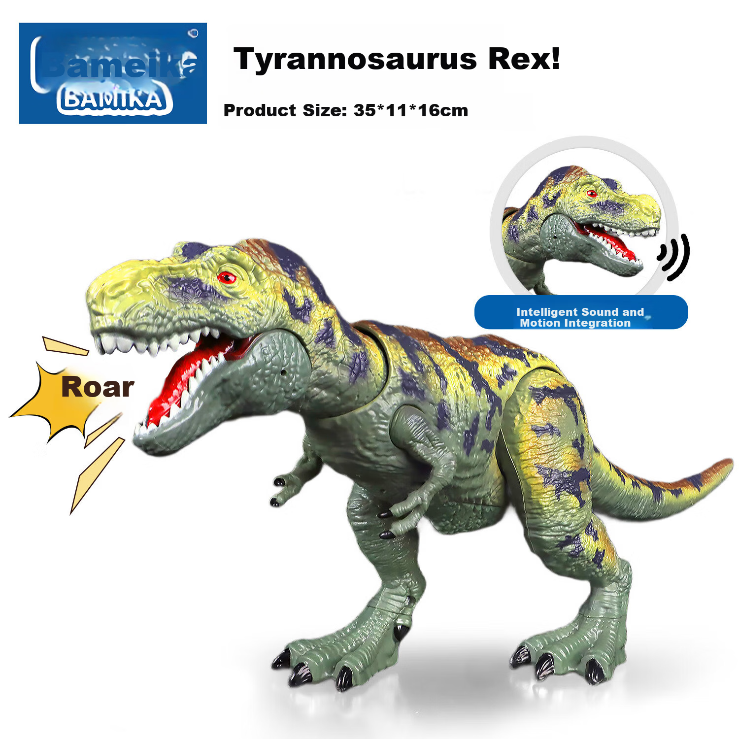 Bameika Large Smart Sound-Activated Dinosaur Model Toy Realistic Jurassic World Animal Holiday Gift T-Rex