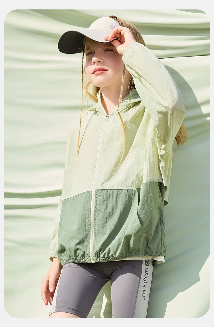 ASK JUNIOR Kids Summer Sun Protection Jacket Youth UV Protection Skin Jacket Girls Colorblock Air Conditioning Sunproof Coat 14