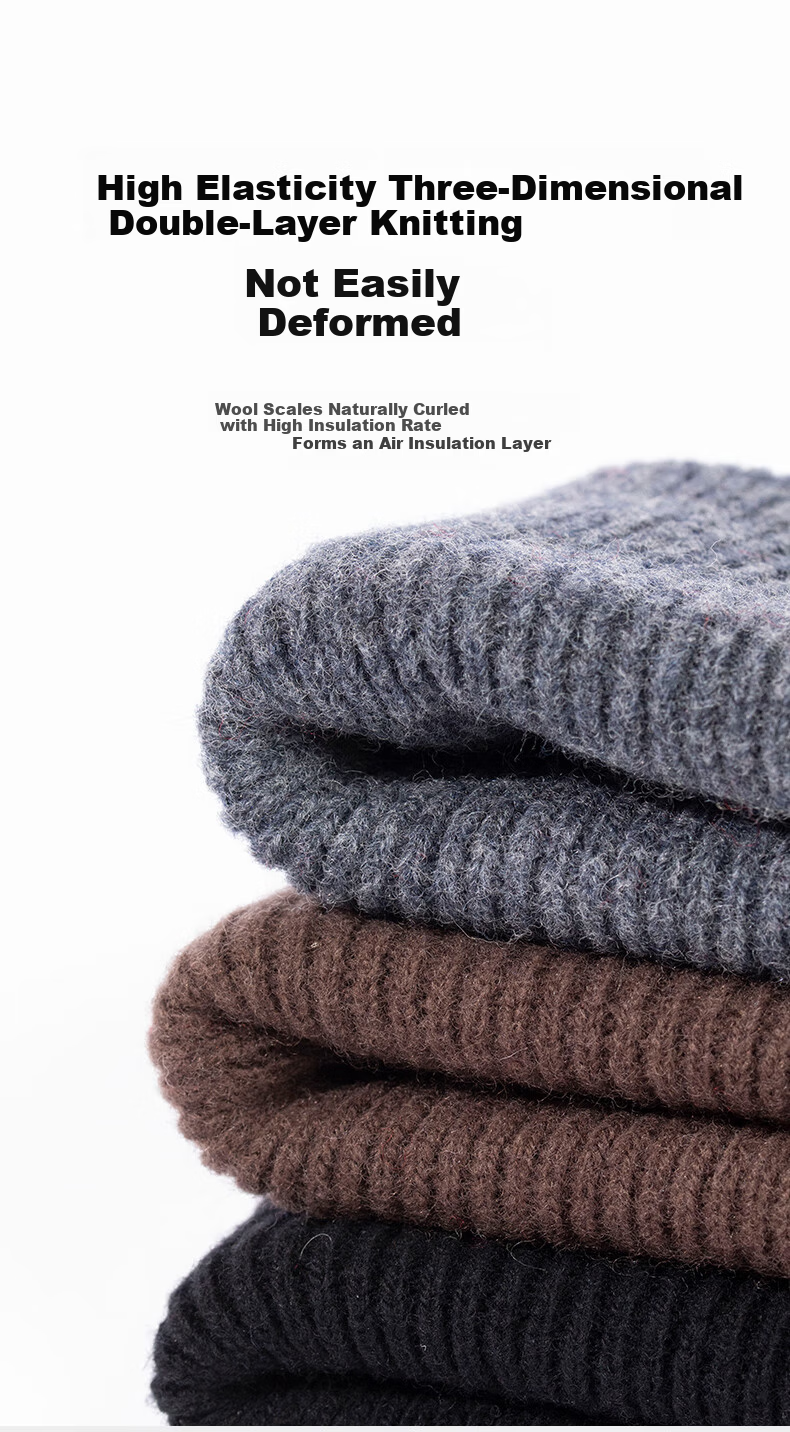 Siggi Pure Wool Thickened Double-Layer Knit Winter Beanie Warm Cold Weather Hat for Men 4