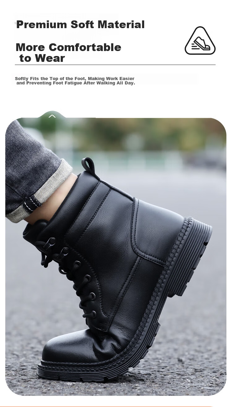 BlueOwlShield Men's High-Top Waterproof Anti-Slip Anti-Smash Steel Toe Anti-Puncture Safety Work Shoes D1117N Size 37 7