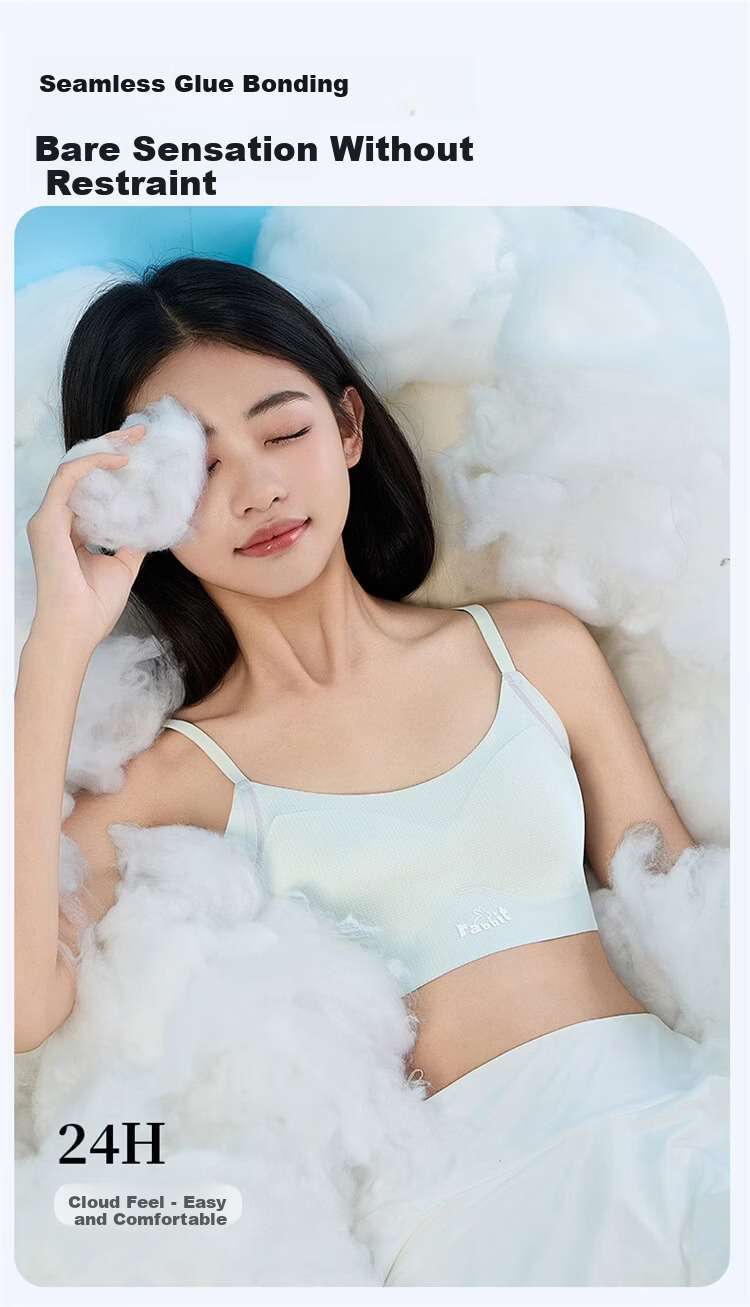 Herbal Original Color [10A Antibacterial] Girls' Seamless Back Beauty Sports Shockproof Bra for High School and Middle School Developing Girls 7