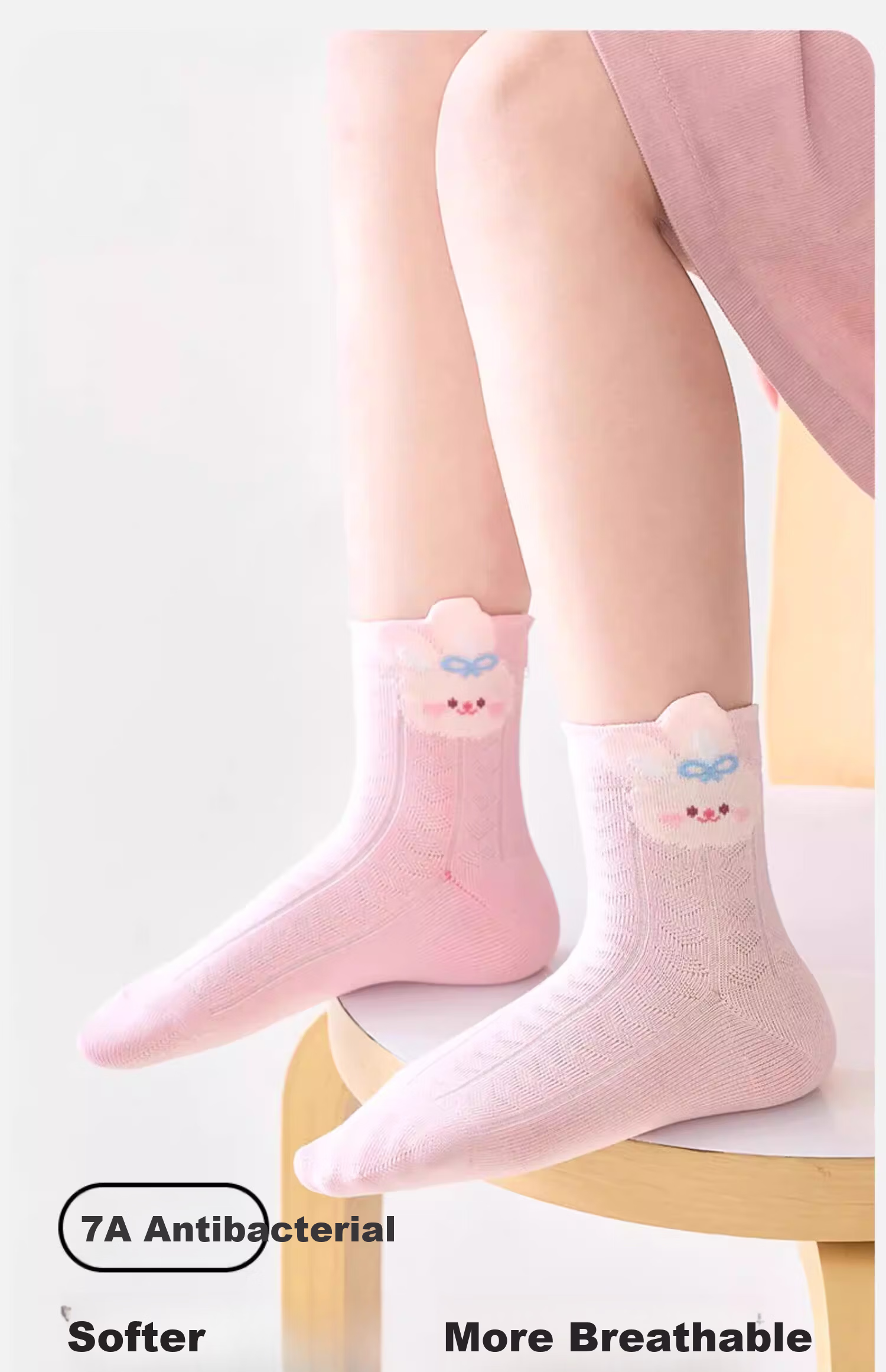 Mianqixiong Girls' Cotton Socks Spring Summer Thin Breathable Mesh Mid-Calf Baby Children's Socks 1
