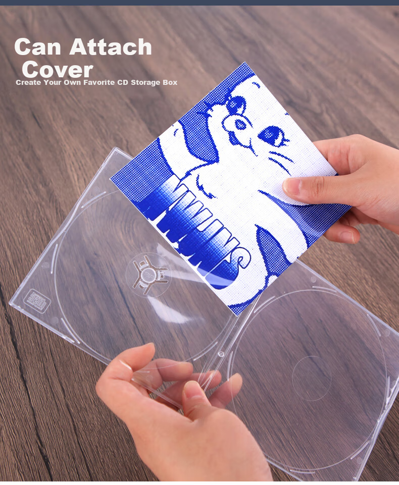 UBI Square CD Case Disc Storage Box Transparent Plastic CD DVD Sleeve Insert Cover 50pcs/Pack 9406 4