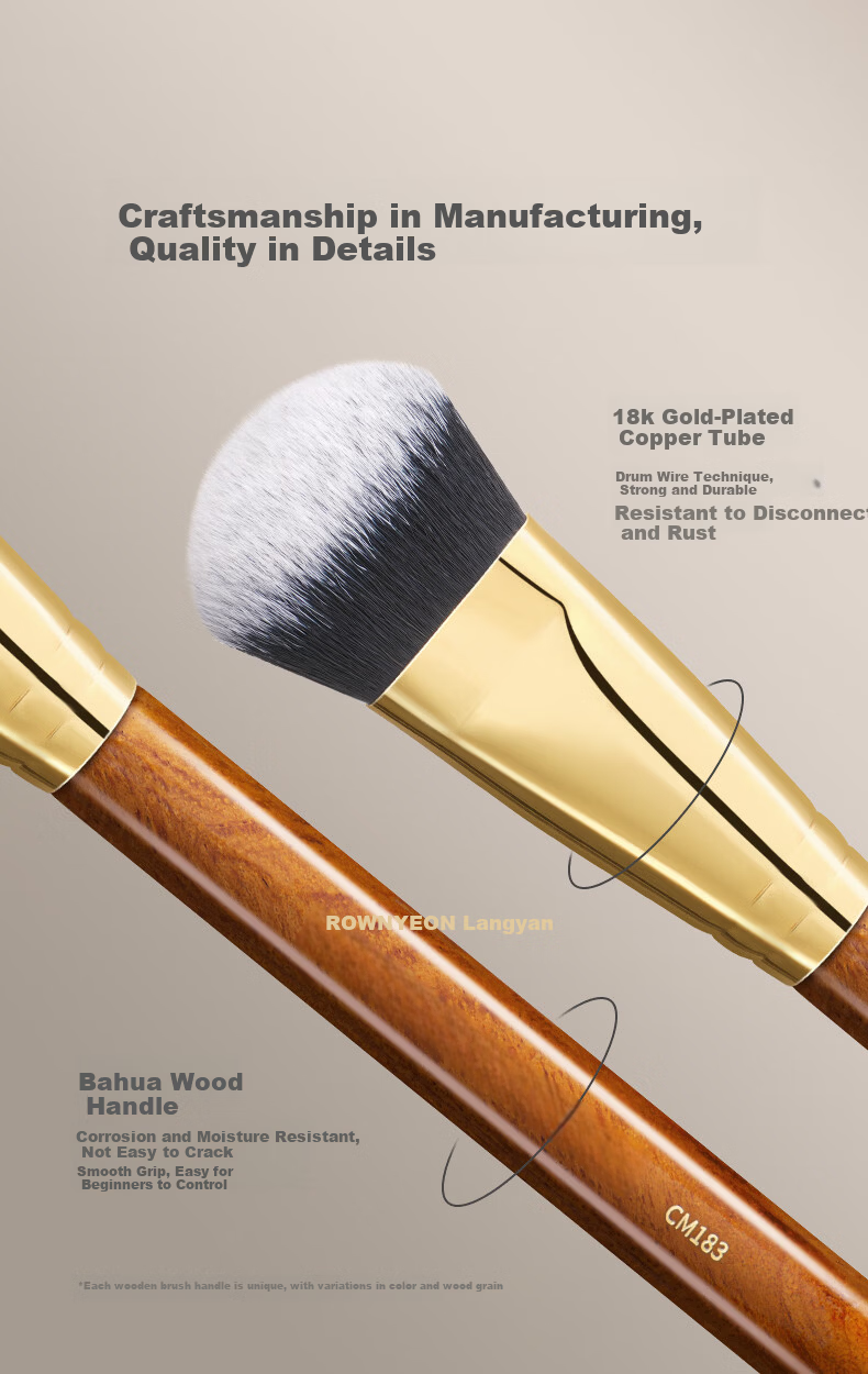 Langyan Makeup Brush Chimo CM182/183 Angled Slope Liquid Cream Blush Contour Highlighter Stick 5