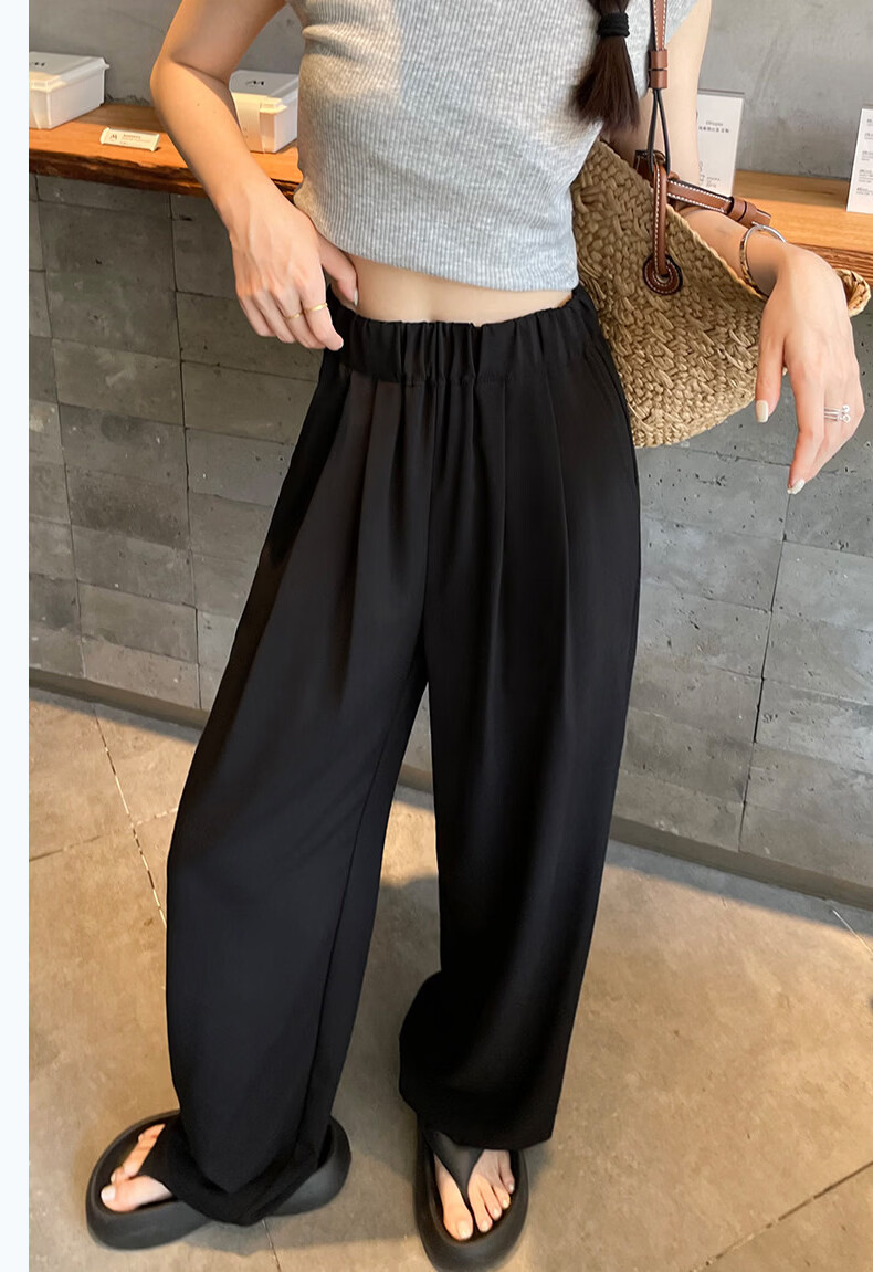 Langsha Women's Ice Silk Wide-Leg Pants Summer Thin Draped Loose Sun-Protective Casual Straight-Leg Yamamoto Style Pants 20