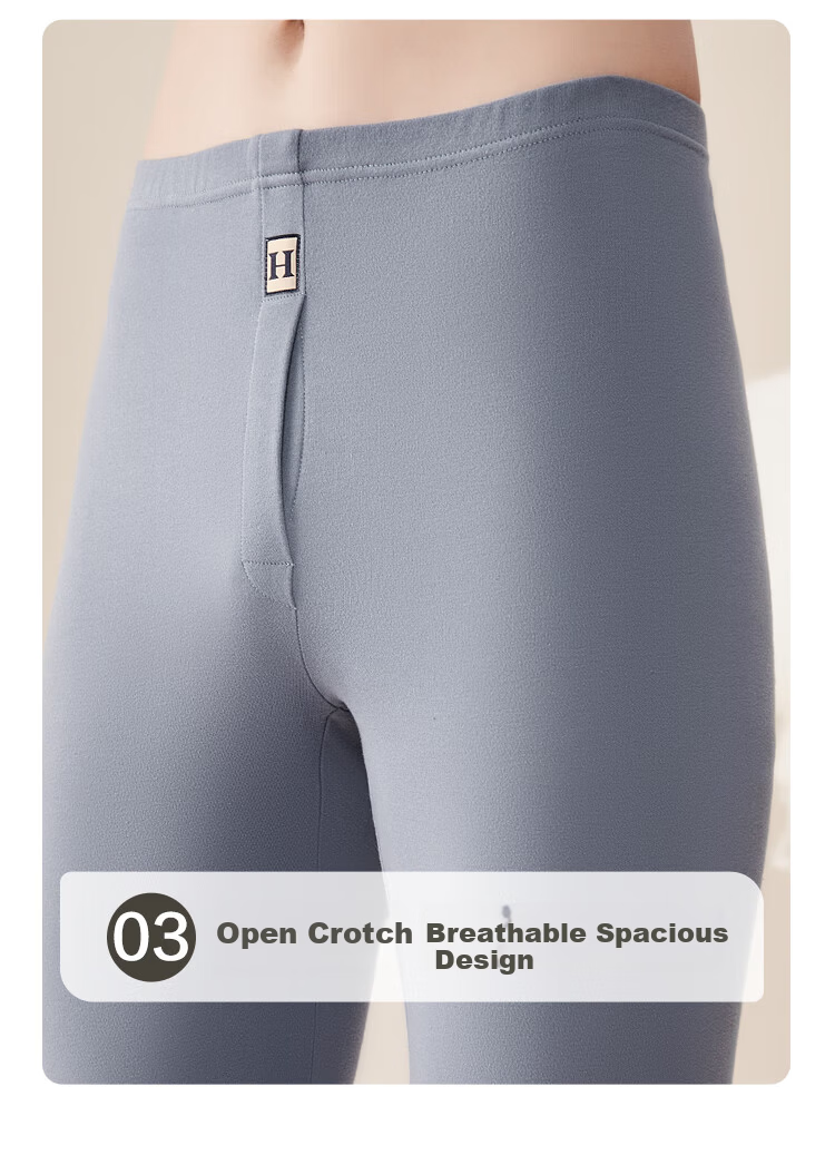 Hodo Men's Pure Cotton Autumn Underwear Set, 40S Tight Spinning AAA-Grade Antibacterial Underwear, Heather Gray, 175/100 1