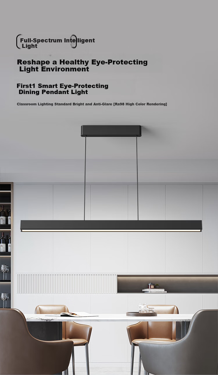 OPPLE Full Spectrum Smart Eye Protection High Brightness Linear Pendant Dining Light High CRI Modern Minimalist Black 42W 1