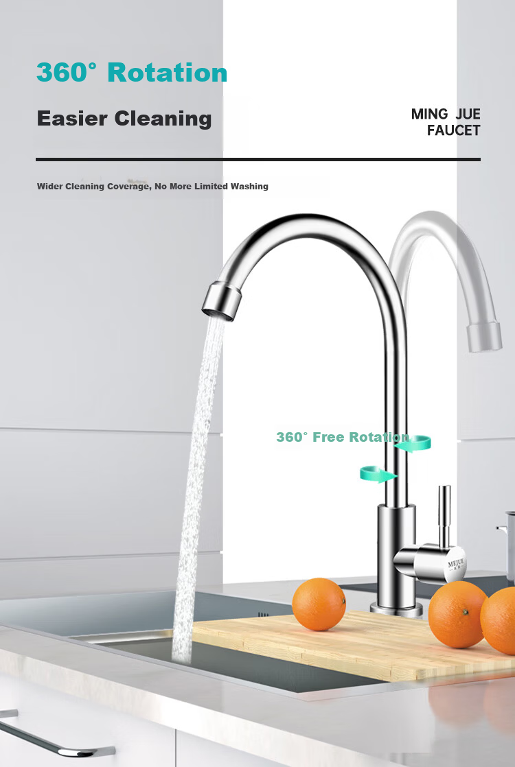 MEJUE Kitchen Single Cold Water Faucet 304 Stainless Steel Sink Faucet Vegetable Washing Basin Faucet Z-1608 4
