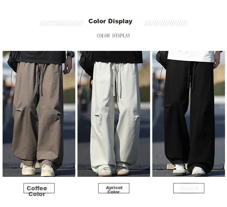 TUCANO Men's Summer Loose Wide-Leg Casual Pants, Premium Trendy Outdoor Work Trousers, Coffee Color, Size M 2