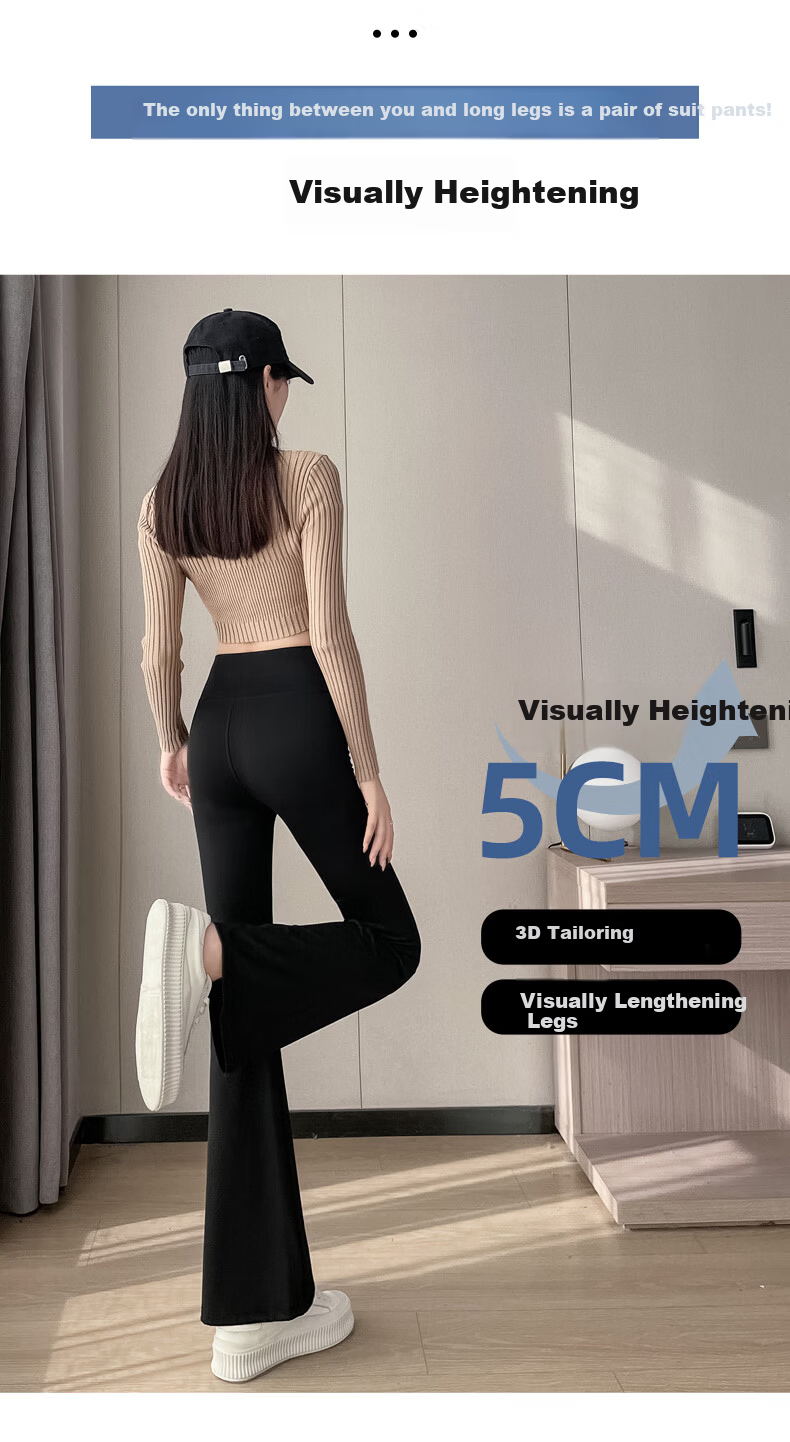 MiiOW Flared High-Waist Sharkskin Casual Wide-Leg Pants for Women, Outerwear Leggings, Spring and Autumn, Tummy Control, Hip Lifting, Yoga Bootcut Pants 7
