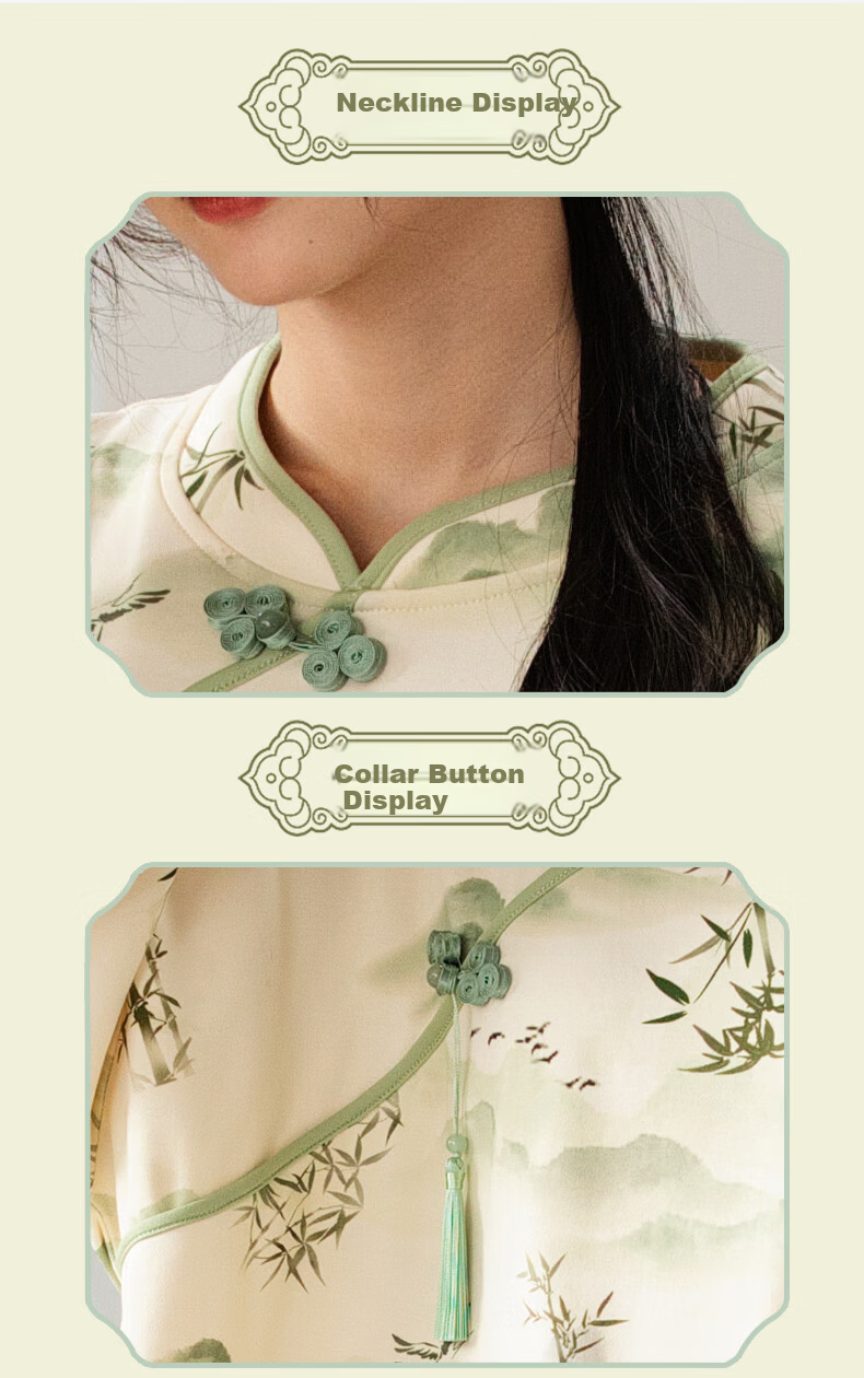 Borui Guofeng 100% Cotton Women's Autumn Winter Chinese Style Bamboo Forest Print Round Neck Pullover Pajamas Suitable for Outdoor Wear 9