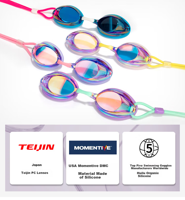 Sulang Racing Swim Goggles for Women Waterproof Anti-Fog Transparent HD White Small Frame Professional Crystal White 1