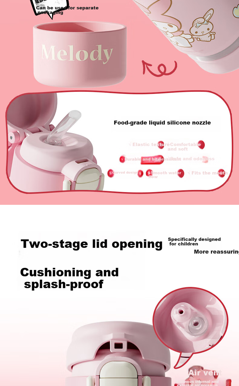 Sanrio 316 Stainless Steel Insulated Water Bottle 580ML Kids Thermos Cup 6001 My Melody 2