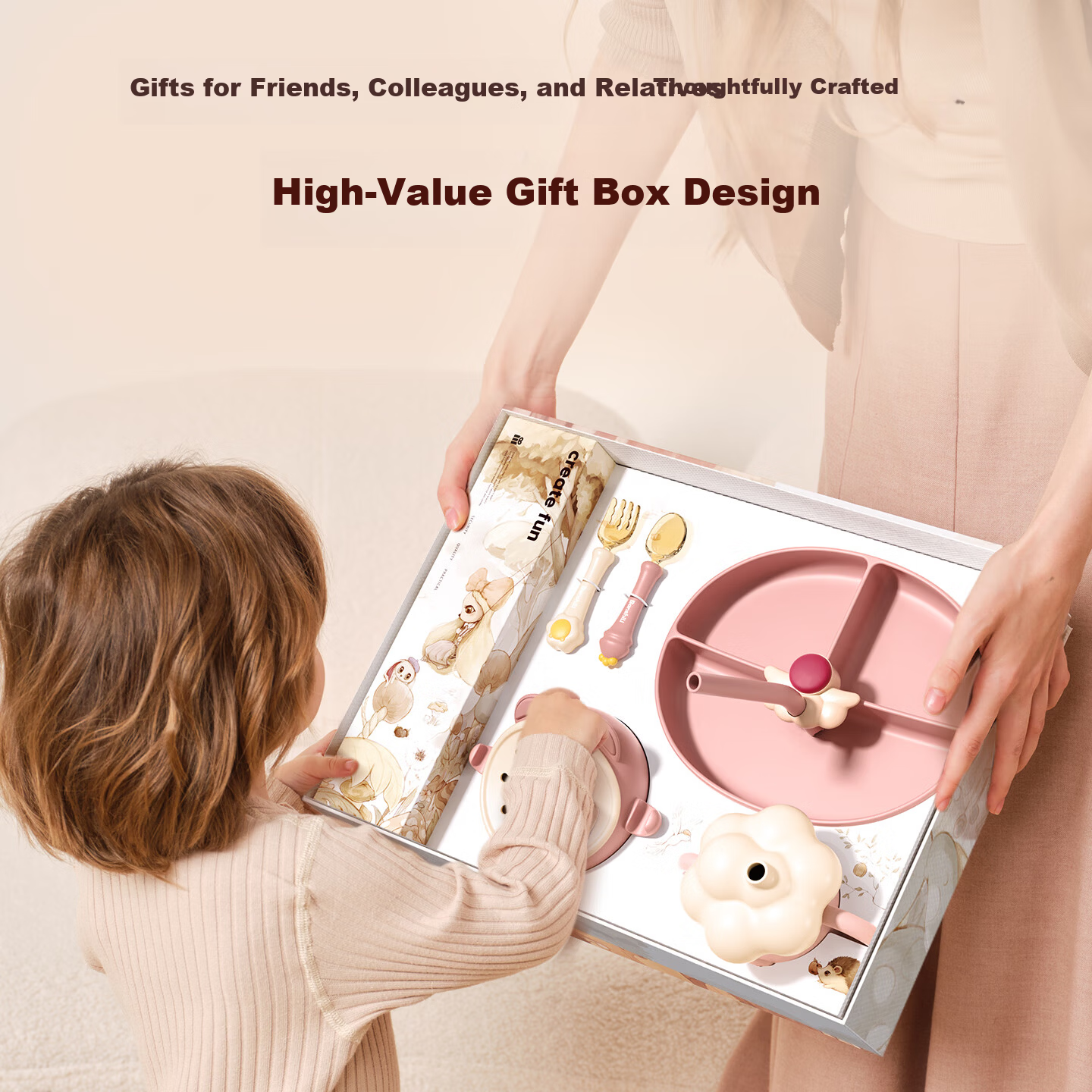 BanshiLi Baby Feeding Bowl and Utensil Set Gift Box - Infant Tableware for Newborns, Children's Plates, First Birthday and Newborn Gift