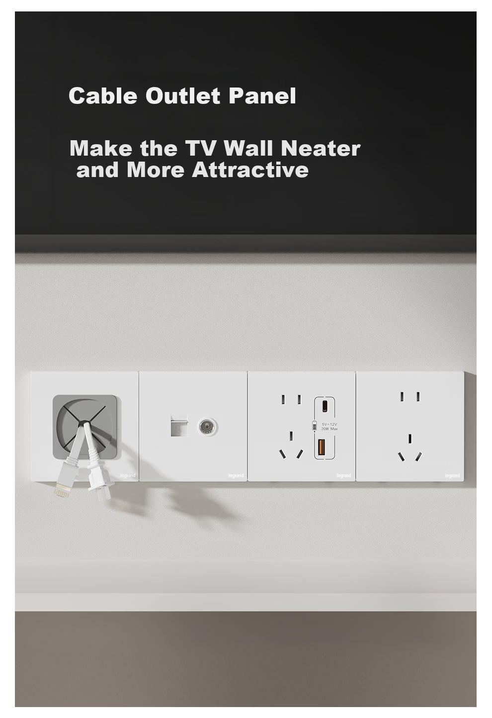 LEGRAND Switch Socket, Jianyue Series Ceramic White, 86-Type Socket, Cat5e Computer Network Socket 3