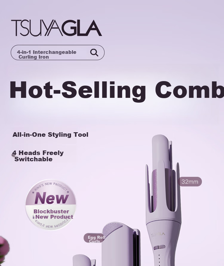 Cuiya 32mm Automatic Curling Iron 4-in-1 Curling Wand Big Curl Egg Roll Curling Iron Negative Ion Mother's Day Gift T313 2