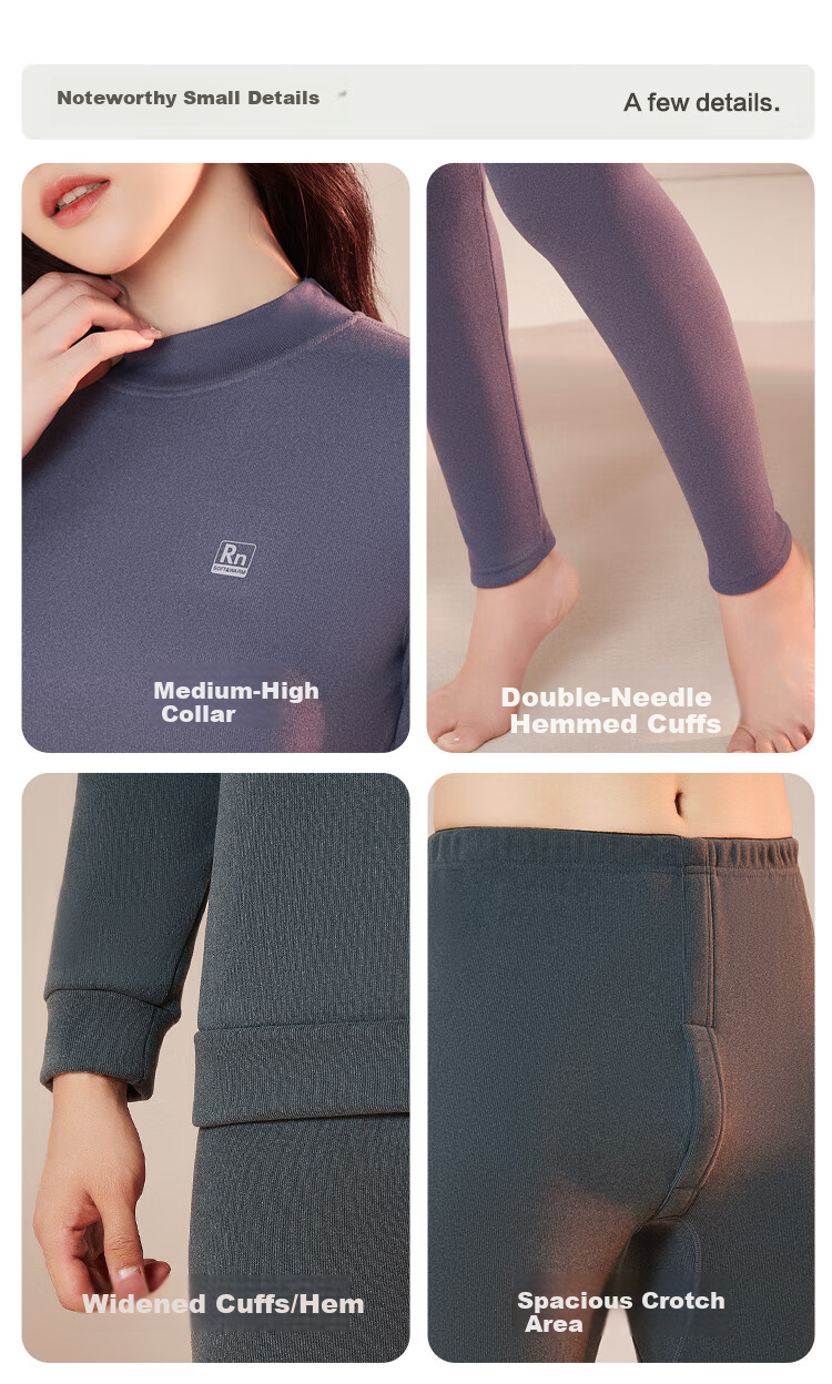 Hodo Thermal Underwear for Men, Wool-Lined Fleece-Lined Thickened Antibacterial Brushed Mid to High Collar Middle-Aged And Elderly Cold-Proof Set 6