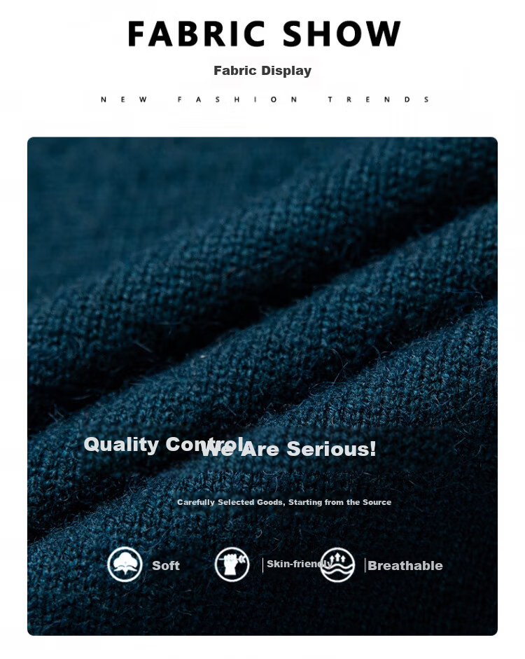 Hengyuanxiang [Wool Included] Middle-aged Thickened Half-high Zipper Collar Sweater Men's Knitted Base Warm Shirt Haqing M 2