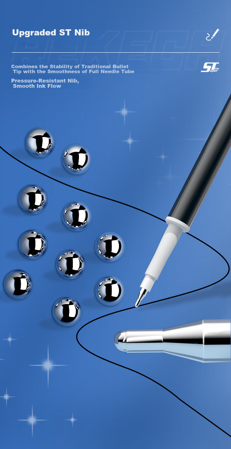 M&G Heat Erasable Black 0.5mm Retractable Gel Pen Refills ST Ultra Fine Signature Pen Refills Student Office Replacement 9602A 10-Pack 2
