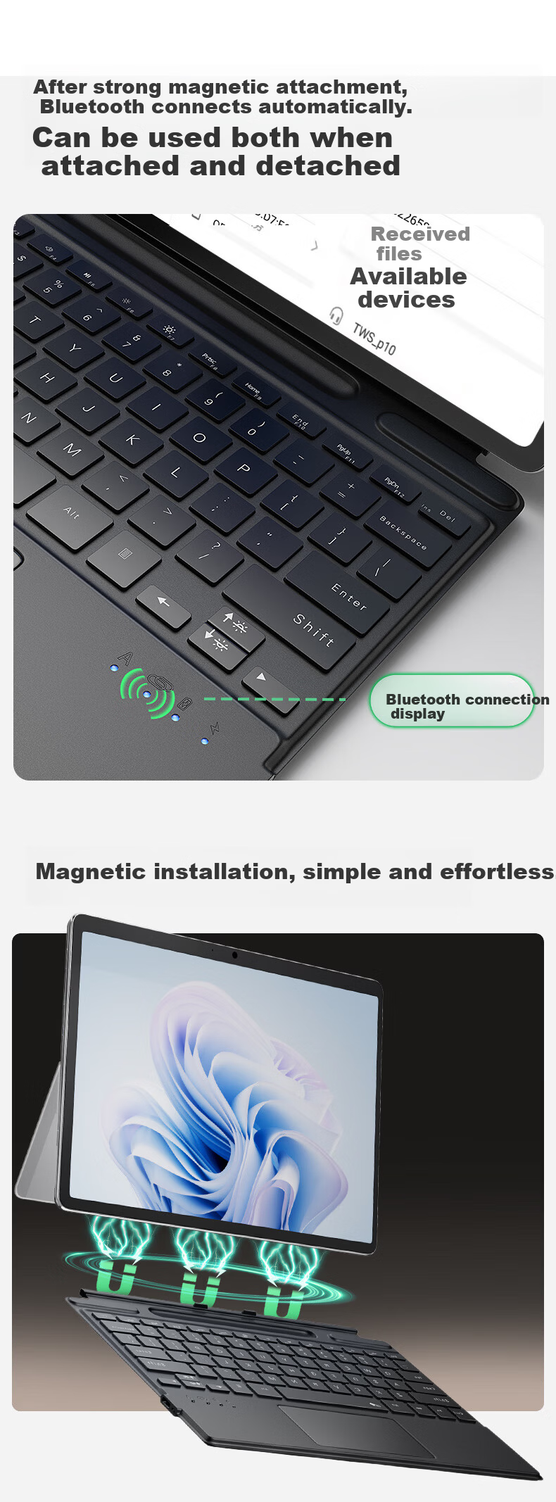 CangHua Keyboard Cover for Microsoft Surface Pro 4/5/6/7+/Pro 7, Ultra-Fine Microfiber Matte Surface with Backlit Precision Touchpad 4