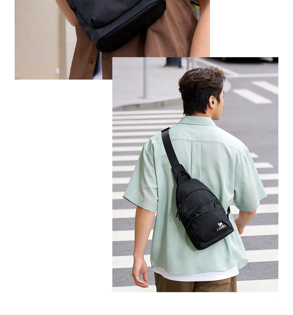 CAMEL Lightweight Commuter Crossbody Bag Student Waist Pack Outdoor Large Capacity Casual Portable Chest Bag Haze Blue 575C633030 11