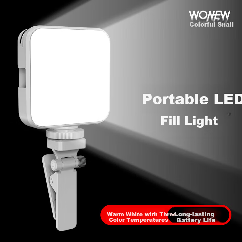 Wonew Mini Portable Photography Fill Light LED FL02 White Cool Warm for Photo, Live Streaming, Mobile Selfie, Camera, DSLR Indoor Pocket Tofu Portable Light 2