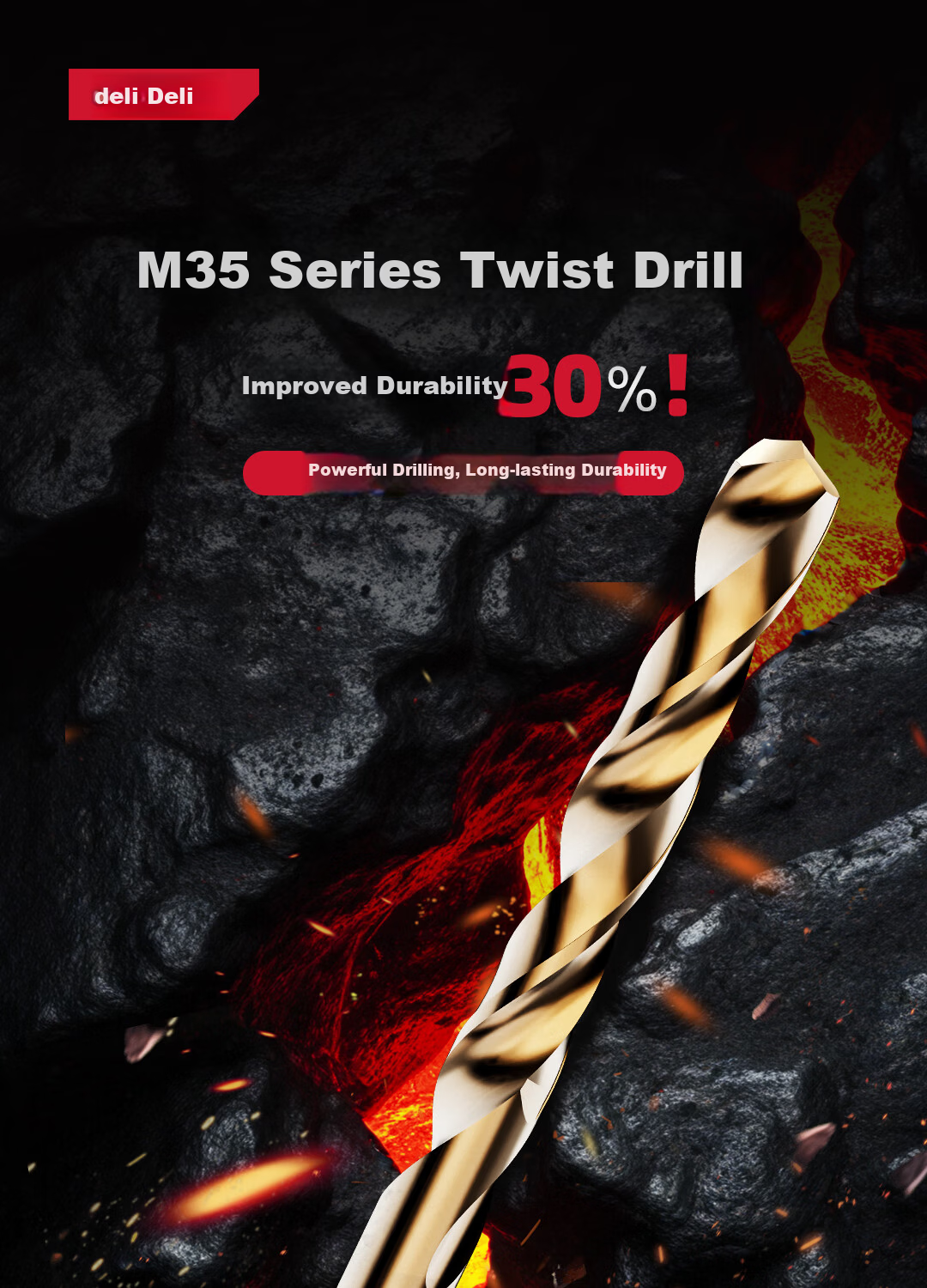 Deli M35 High Cobalt Industrial Grade 3.2mm Twist Drill Bits for Concrete Metal Stainless Steel, 10 Pieces Box 1
