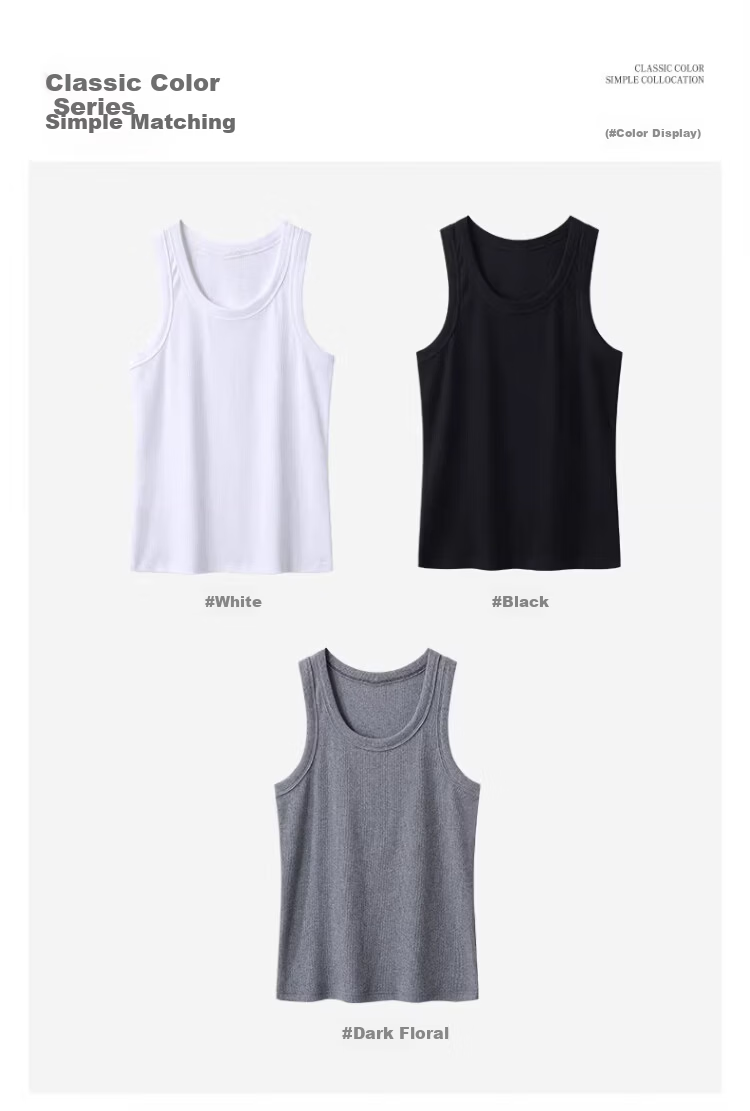 Langsha American Vintage Heavyweight Ribbed Cotton Men's Tank Top 300g Stretch Slim Fit Sports Fitness Summer Racerback 3