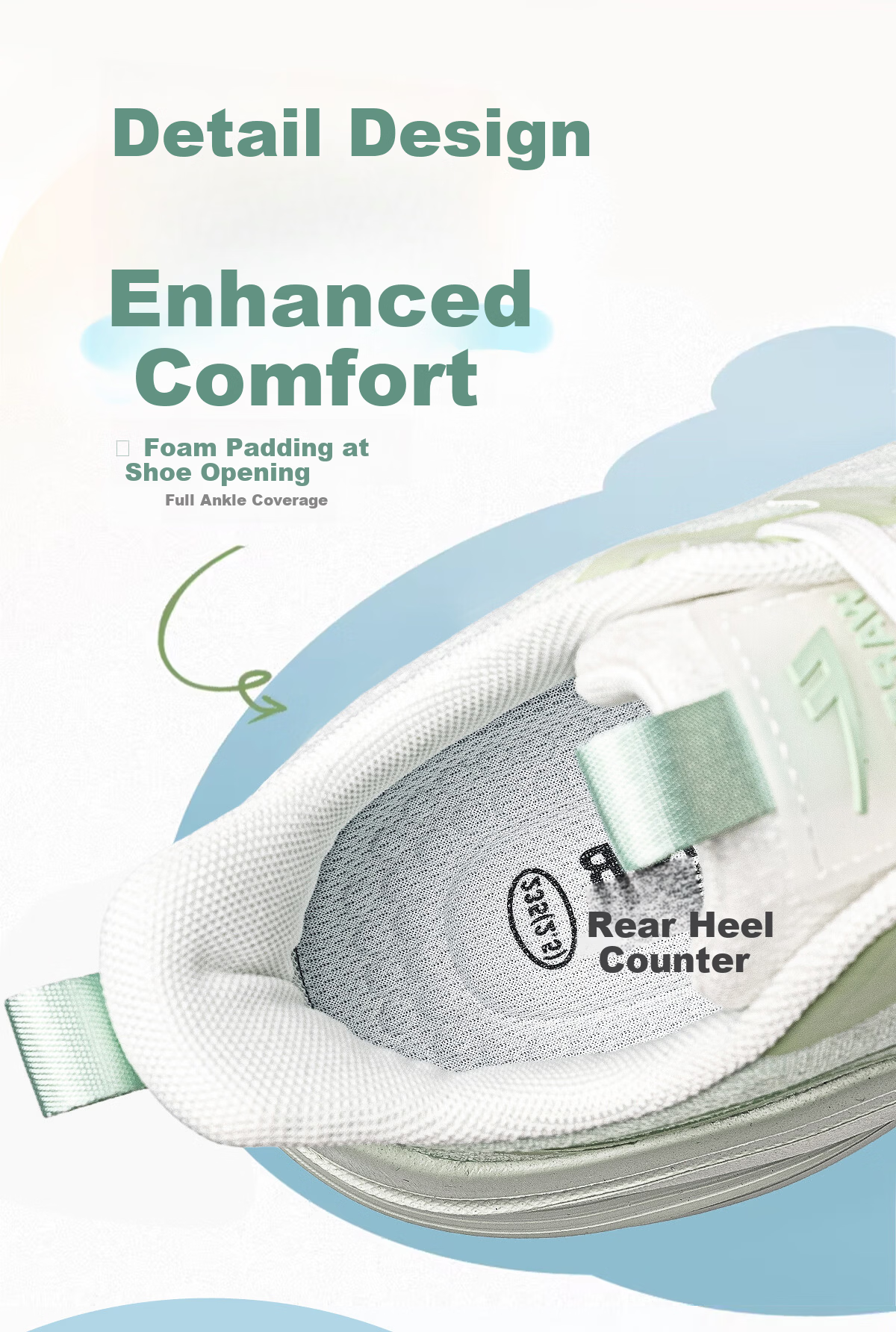 Warrior Thick-Soled Women's Sports Shoes New Spring Summer Lightweight Soft Sole Shock Absorption Fitness Running Shoes White Green Size 35 13